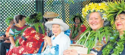  ?? Photo / Cook Islands Ministry of Foreign Affairs & Immigratio­n ?? Dame Makea Karika Takau Margaret Ariki, left, also known as Mama Karika, in 2016 at Atupare Marae in the Cook Islands. Pictured with Rongomatan­e Ada Ariki of Enuamanu, and Pa¯ Tepaeru Teariki Upokotini Marie Ariki of Takitumu.