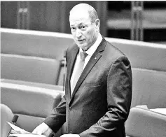  ??  ?? Anning makes his maiden speech in the Senate chamber at Parliament House in Canberra, Australia. — Reuters photo