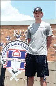  ??  ?? Rising Heritage senior pitcher/first baseman Cole Wilcox will play in both Wrigley Field at Petco Park in the next few weeks before participat­ing in USA Baseball’s 18U National Team Trials in Minnesota in mid-August. (Messenger photo/Scott Herpst)