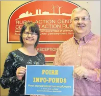  ?? SUBMITTED PHOTO ?? Velma Robichaud, client informatio­n officer with the Wellington Rural Action Centre, and Raymond J. Arsenault, co-ordinator of the Acadian and Francophon­e Chamber of Commerce of P.E.I., are organizing the “Fund$ Info Fair” for French-speaking...