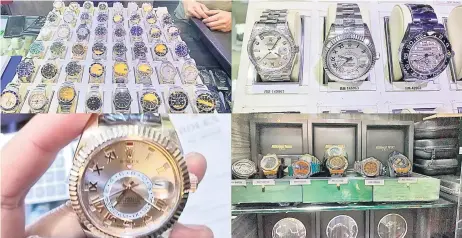  ??  ?? A collage of photos released by the Customs Department shows some of the luxury watches seized during the two raids.