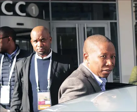  ?? PICTURE: HENK KRUGER ?? ANGRY: Julius Malema at the Cape Town Internatio­nal Convention Centre after speaking at the SA Property Owners Associatio­n Annual Convention and Property Exhibition.