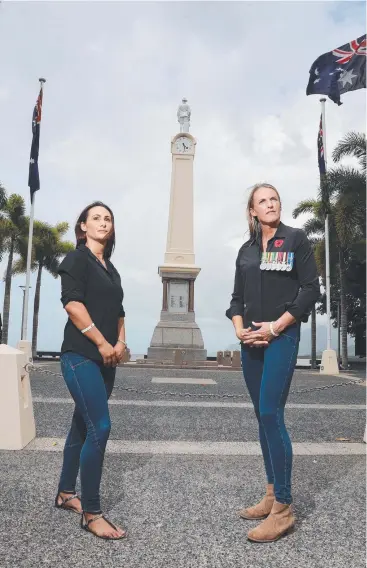  ??  ?? HONOUR AND RESPECT: Former Army personnel Andrea Wheeler and Fi Gallacher will take part in today's Remembranc­e Day ceremony. Picture: JUSTIN BRIERTY