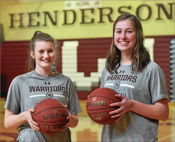  ?? PETE BANNAN — DIGITAL FIRST MEDIA ?? West Chester Henderson’s Abbey Shea, left, and Grace Ferguson, right, are the Daily Local News All-Area Girls Basketball Players of the Year.