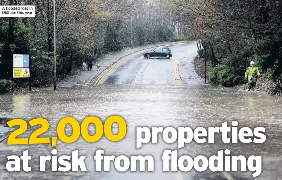  ??  ?? A flooded road in Oldham this year