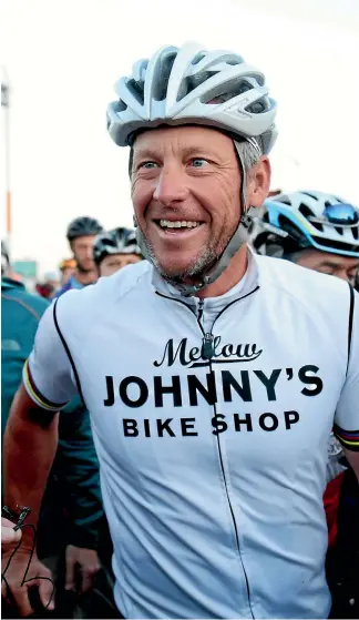  ?? DAVID WHITE/STUFF ?? Disgraced cyclist Lance Armstrong during his trip to New Zealand in 2016.