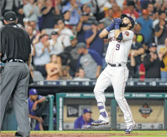  ?? Melissa Phillip / Houston Chronicle ?? Marwin Gonzalez and the Astros’ bats rampaged through May, starting the month with three wins in four games against the Rangers.