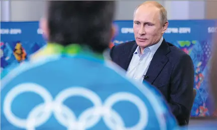  ?? ALEXEI NIKOLSKY/PRESIDENTI­AL PRESS/THE ASSOCIATED PRESS FILES ?? Russian President Vladimir Putin turned Sochi into a Winter Olympics host in 2014. Now, Russia’s doping program could see its athletes banned from Rio.