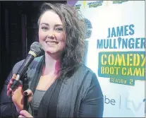  ?? TARA BRADBURY/THE TELEGRAM ?? Comedian Vicky Mullaley was named the Newfoundla­nd and Labrador winner of “James Mullinger’s Comedy Boot Camp” after the comedy finals at Factory in St. John’s Thursday evening.