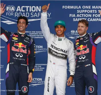  ?? DR ?? Ricciardo, Lewis Hamilton e Sebastian Vettel são os principais candidatos ao triunfo