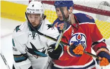  ?? ED KAISER ?? Brenden Dillon and the San Jose Sharks delivered a wake-up call to Zack Kassian and the Edmonton Oilers on Wednesday.