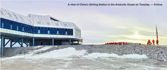  ?? ?? A view of China’s Qinling Station in the Antarctic Ocean on Tuesday. — Xinhua