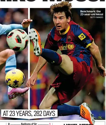  ?? GETTY IMAGES ?? Benchmark: the 23-year-old Messi