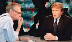  ?? SUN-TIMES, AP FILES ?? LEFT: King interviews future president Donald Trump in 1999.