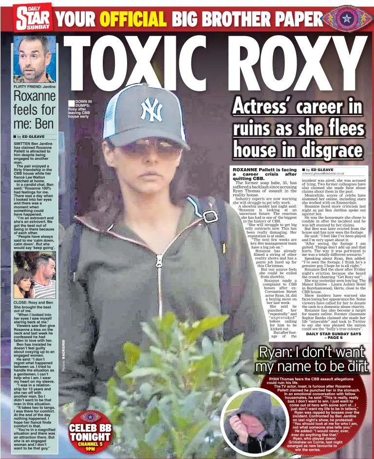  ??  ?? ■DOWN IN DUMPS: Roxy after leaving CBB house early