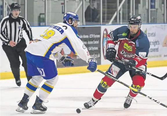  ?? Derek Black ?? Pictured going up against Fife Flyers’ Danick Gauthier, Matt Marquardt, right, will face former side Coventry Blaze today.