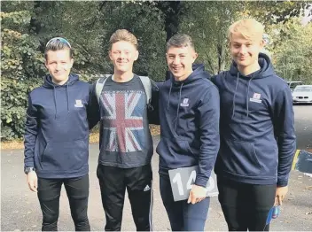  ??  ?? City scullers who raced on the Thames. From the left they are Alex Leverage, Benjamin Mackenzie, Jack Collins and James Toynton.