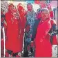  ?? HT ?? Jan Kalyan Party’s Ravita Devi (extreme right in pink) busy campaignin­g in Bara area.