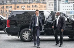  ?? CP PHOTO ?? Prime Minister Justin Trudeau arrives on Parliament Hill in Ottawa on Monday.