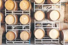  ?? ?? A general view of barrels in the cellar of the Reyneke vineyard farm.