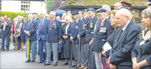  ?? Picture: Chris Davey FM4444297 ?? The scene around the memorial stone on Denton village green to Pte William Parker and Pte George Parker, killed in World War l, and Aircraftsm­an Marcus Lowther, F/sgt Arthur Hack and F/off Ralph Johnstone who lost their lives in World War II