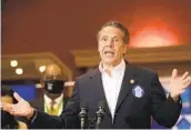  ?? BRENDAN MCDERMID AP ?? New York Gov. Andrew Cuomo speaks at a community center in Queens, N.Y., on Monday.