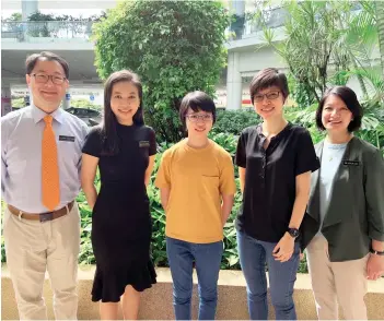  ?? ?? Photo shows (from left) AP Sunny Shen, AsstP Kiatissa Sommat, Kristal Yong, Mdm Lim Hwee Ping, AP Joyce Lam.