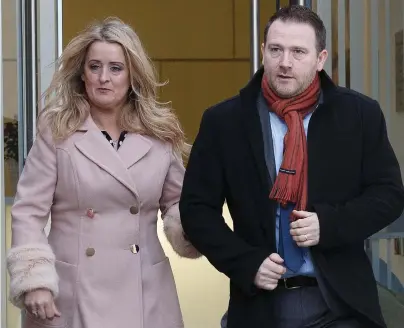  ??  ?? Bereft parents: Róisín and Mark Molloy, who lost son Mark, at the Medical Council yesterday