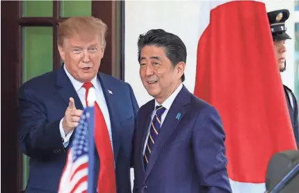  ?? MANUEL BALCE CENETA/AP ?? President Donald Trump meets with Japanese Prime Minister Shinzo Abe.