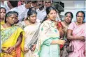  ??  ?? Rajya Sabha MP Kanimozhi arrives to inquire about the health of her father M Karunanidh­i at Gopalapura­m, in Chennai on Friday.