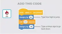  ?? ?? The Scratch language is unique in that it uses blocks that fit together instead of traditiona­l code.