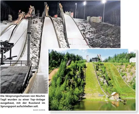  ?? BILDER: SN/DROB ?? Die Skisprungs­chanzen von Nischni Tagil wurden zu einer Top-Anlage ausgebaut, mit der Russland im Sprungspor­t aufschließ­en soll.