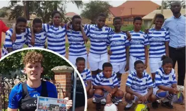  ?? Picture: KitAid ?? SUPPORTER: Reading FC vice-captain Tom Holmes has supported KitAid, who have recently sent out kits to Kokoben School, Ghana. Pupils and staff have sent their well wishes to the Royals as they battle for Championsh­ip survival
