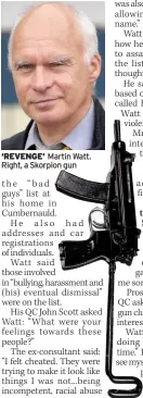  ??  ?? ‘REVENGE’ Martin Watt. Right, a Skorpion gun