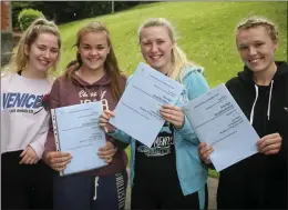  ??  ?? Amelia Kavanagh, Nadine Gormley, Chloe Brennan and Emily O’Dowd at Dominican College, Wicklow.