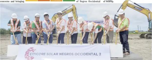  ?? PHOTOGRAPH COURTESY OF CREC ?? SILAY City Mayor Joedith Gallego (5th from right) leads the ceremonial groundbrea­king for CREC’s 69-MWp solar power plant project in Barangay Eustaquio Lopez, Silay City, Negros Occidental on 20 February 2024.