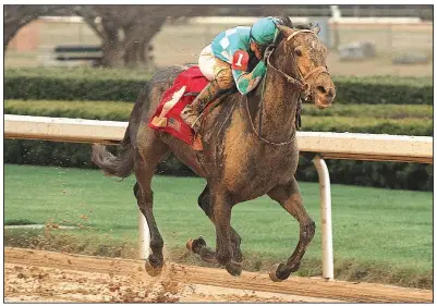  ?? The Sentinel-Record/RICHARD RASMUSSEN ?? Jockey Kent Desormeaux guides My Boy Jack across the wire to win the $500,000 Grade III Southwest Stakes in 1:46.00 on Monday at Oaklawn Park in Hot Springs.