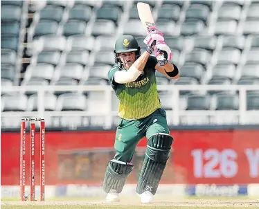  ?? Picture: ISURU SAMEERA PEIRIS/GALLO IMAGES ?? STEADY HAND: Proteas captain Faf du Plessis blasts his way to a century during the first Momentum One-Day Internatio­nal match against Sri Lanka at the Wanderers in Johannesbu­rg on Sunday