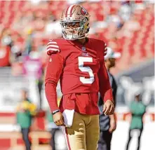  ?? Santiago Mejia/The Chronicle ?? The 49ers traded three first-round picks and a third-rounder to Miami to select quarterbac­k Trey Lance third overall in 2021.