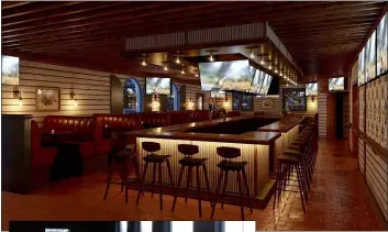  ?? SUBMITTED PHOTOS ?? Above, here’s what the new bar area inside the Ridley House - what was formerly Barnaby’s of America on MacDade Boulevard- will look like. At left, work continues inside the iconic spot, which will reopen as The Ridley House.