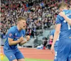  ??  ?? Kolbeinn Sigthorsso­n celebrates Iceland’s Euro 2016 qualifying run