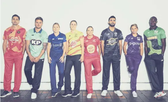  ??  ?? Photocall revealing team names and the England Men’s and Women’s players who have so far been selected the eight teams in The Hundred