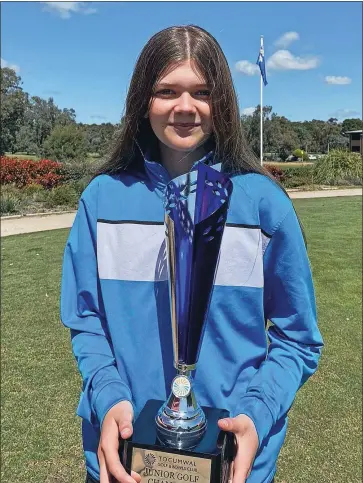  ?? ?? Left: Olivia Thompson took out the 2022 Junior Championsh­ip at the Tocumwal Golf & Bowls Club.