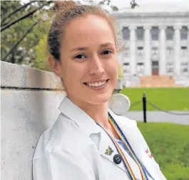  ?? STEVEN SENNE/AP ?? Aliya Feroe of Minneapoli­s is a Harvard medical student, and is part of the trend of LGBTQ students studying medicine.