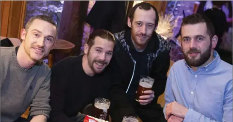  ??  ?? Simon Donnelly, Brian Mitchell, Ross Lawrence and Gerard Dempsey at the Phil Lynnott tribute night in the Hot Spot in Greystones.