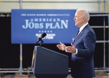  ?? EVAN VUCCI/AP ?? President Joe Biden delivers a speech on infrastruc­ture on March 31 in Pittsburgh.