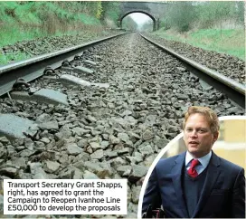  ??  ?? Transport Secretary Grant Shapps, right, has agreed to grant the Campaign to Reopen Ivanhoe Line £50,000 to develop the proposals