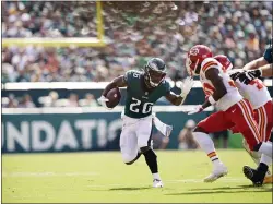  ?? MATT ROURKE - THE ASSOCIATED PRESS ?? Miles Sanders’ injury last Sunday is expected to force him to miss the next three Eagles games.