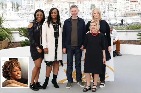  ?? Photo: Reuters ?? ‘Whitney’ director Kevin Macdonald (centre) in Cannes with executive producers Nicole David (front, right) and Pat Houston (centre, left) and producers Lisa Erspamer (right) and Rayah Houston (left). Inset, Whitney Houston.