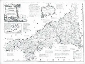  ??  ?? A map of the county of my birthplace Cornwall from over 260 years ago.